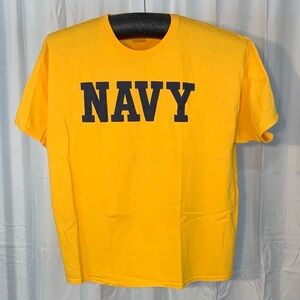Armed Forces Gear dark navy yellow short sleeve tee shirt.